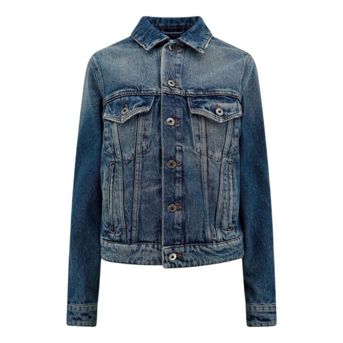 Off-White Denimjakke med stroppdetaljer «Blå»