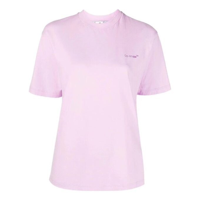 Off-White Diag-Print kortærmet T-skjorte «Light Pink»