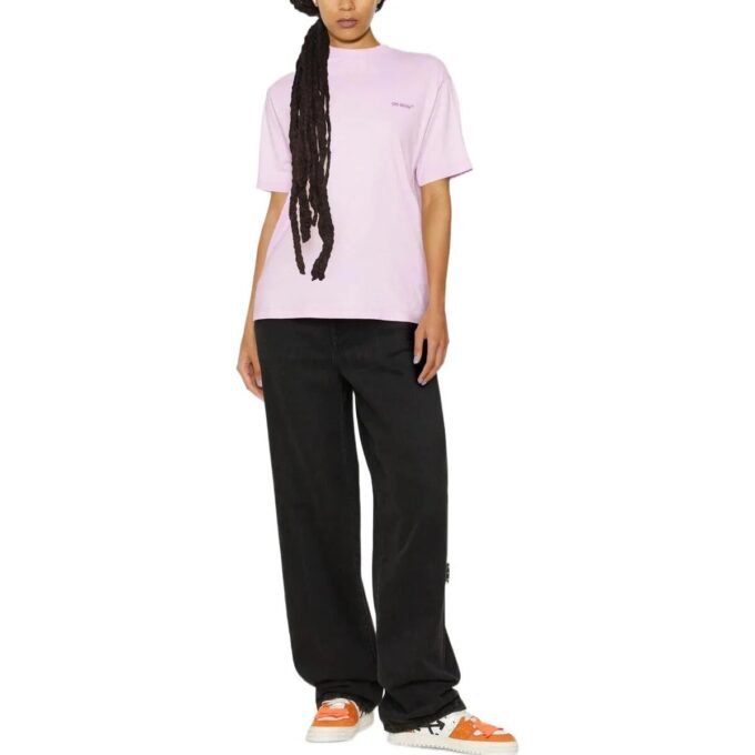 Off-White Diag-Print kortærmet T-skjorte «Light Pink»