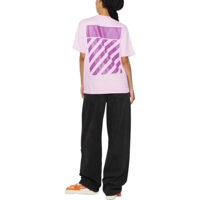 Off-White Diag-Print kortærmet T-skjorte «Light Pink»