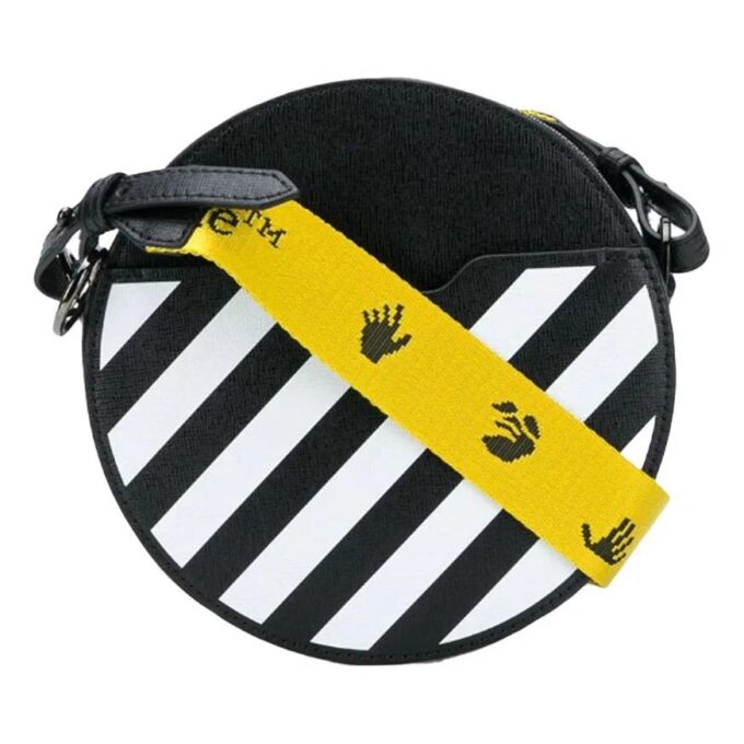 Off-White Diag rund skulderveske, svart