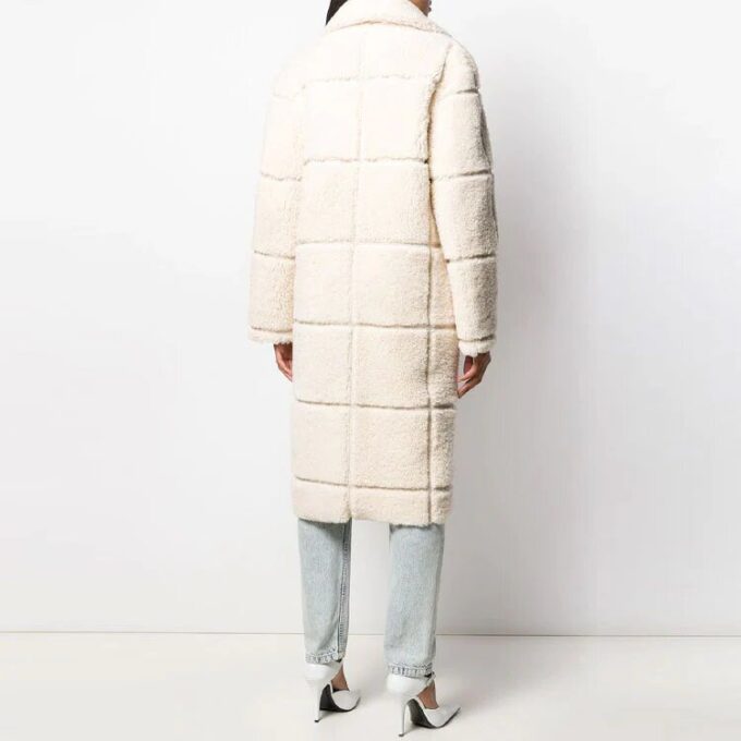 Off-White ensfarget frakk, løs passform, kremhvit