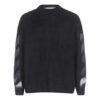 Off-White Fleece-strikket skjorte med rund hals for menn, svart