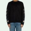 Off-White Fleece-strikket skjorte med rund hals for menn, svart
