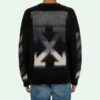 Off-White Fleece-strikket skjorte med rund hals for menn, svart