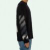 Off-White Fleece-strikket skjorte med rund hals for menn, svart