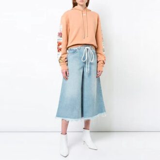 Off-White Flowers Printing Hoodie Loose Fit Rosa Rød
