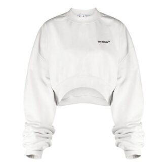 Off-White For All Helvetica Crop Over Crewneck «White Black»
