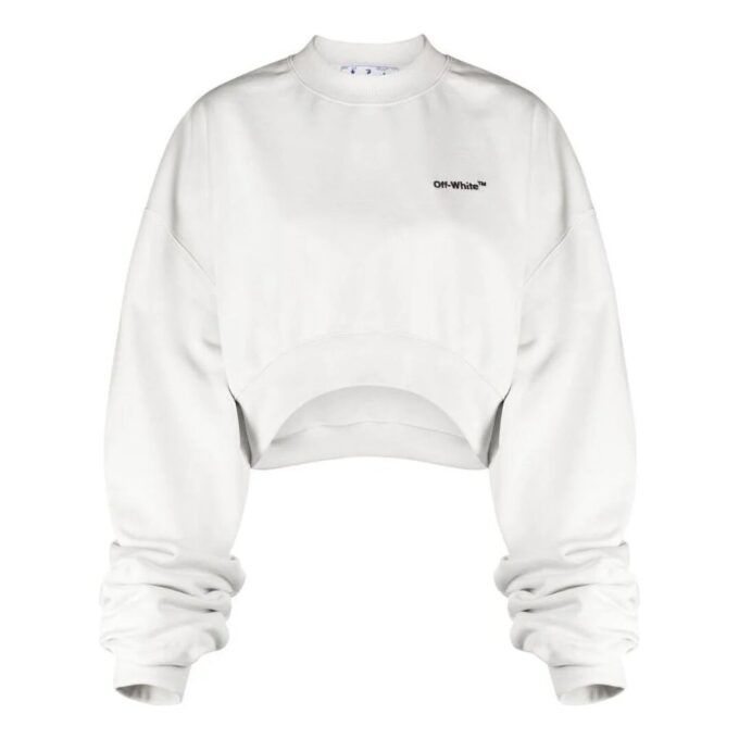 Off-White For All Helvetica Crop Over Crewneck «White Black»