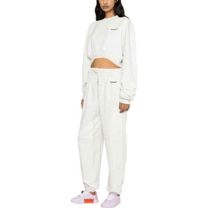 Off-White For All Helvetica Crop Over Crewneck «White Black»