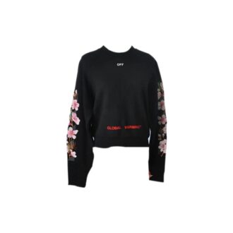 Off-White Fw17 Rundhalset genser med broderi av kirsebærblomster
