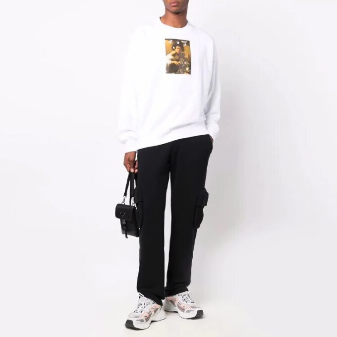 Off-White FW21 Arrow Cargo Casual-bukser for menn, løs passform, svart