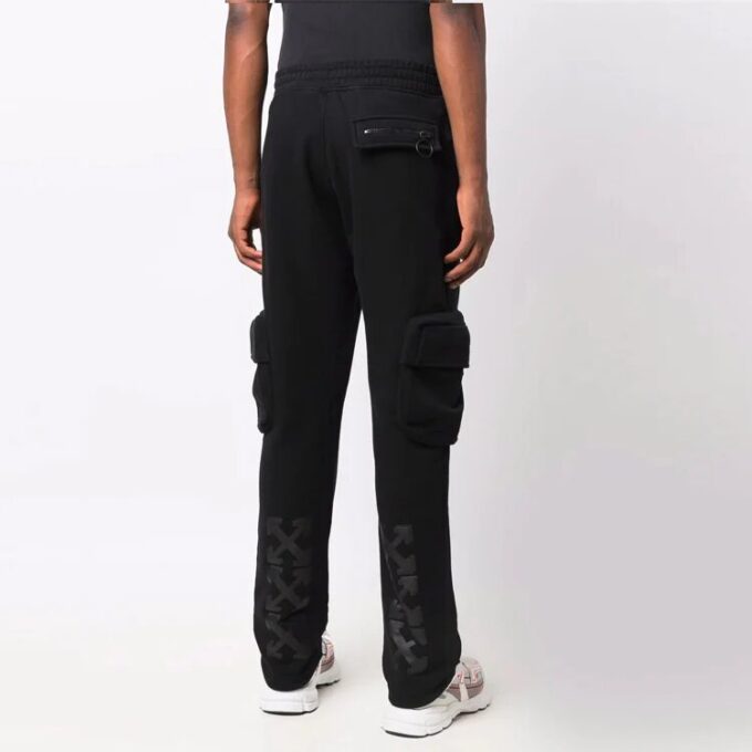 Off-White FW21 Arrow Cargo Casual-bukser for menn, løs passform, svart