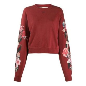 Off-White genser med blomstertrykk, burgunder