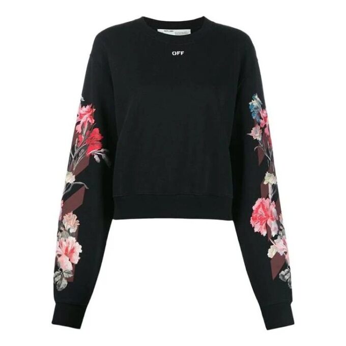 Off-White genser med blomstertrykk, svart
