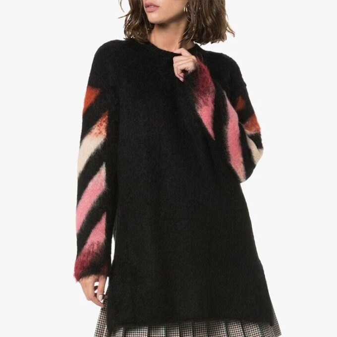 Off-White geometrisk gradient mohairgenser svart