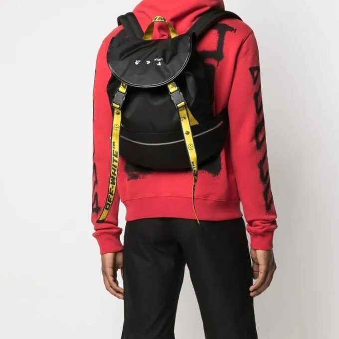 Off-White Herre 21 logo-trykk-serie Funksjonell ryggsekk/skolesekk Svart