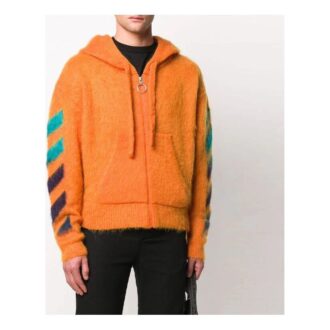 Off-White Herre 3D-logo hettegenser i strikk, oransje