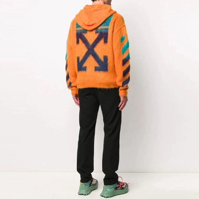 Off-White Herre 3D-logo hettegenser i strikk, oransje