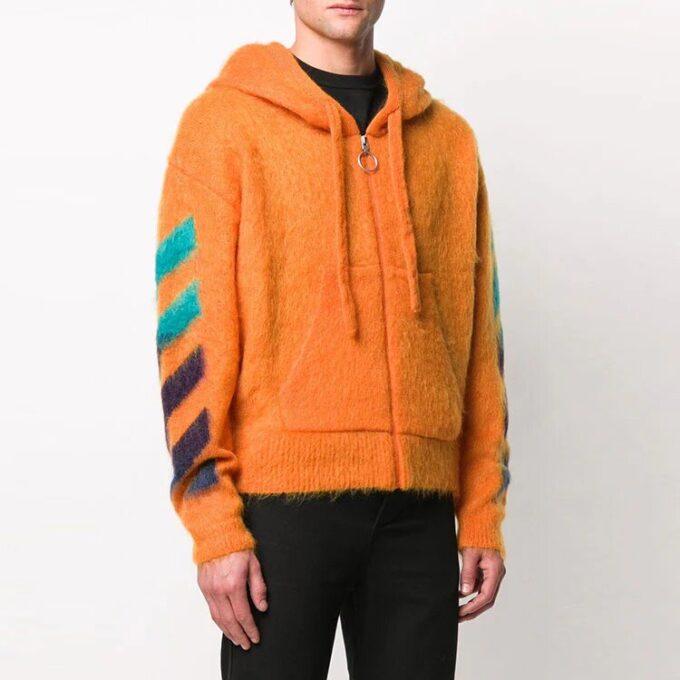 Off-White Herre 3D-logo hettegenser i strikk, oransje