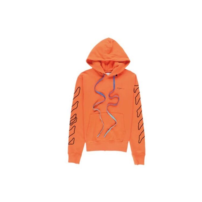 Off-White Herre Abstrakte Arrows Slim Arrow Washed Distress Geometri Brodert Oransje
