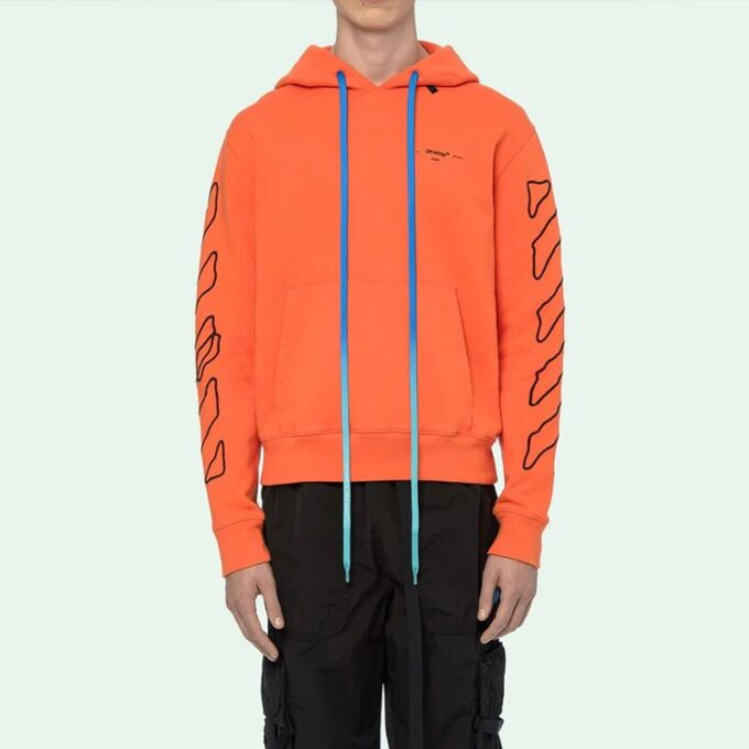 Off-White Herre Abstrakte Arrows Slim Arrow Washed Distress Geometri Brodert Oransje
