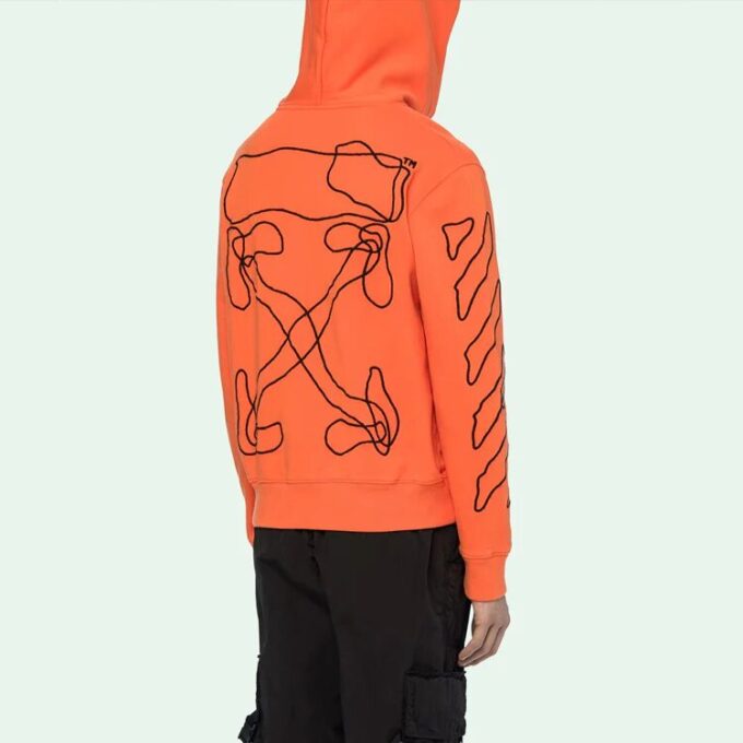 Off-White Herre Abstrakte Arrows Slim Arrow Washed Distress Geometri Brodert Oransje