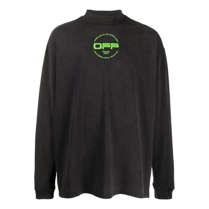 Off-White Herre Alfabet-trykk Halv turtleneck Høst Svart