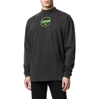 Off-White Herre Alfabet-trykk Halv turtleneck Høst Svart