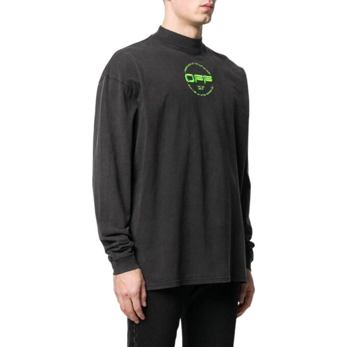 Off-White Herre Alfabet-trykk Halv turtleneck Høst Svart