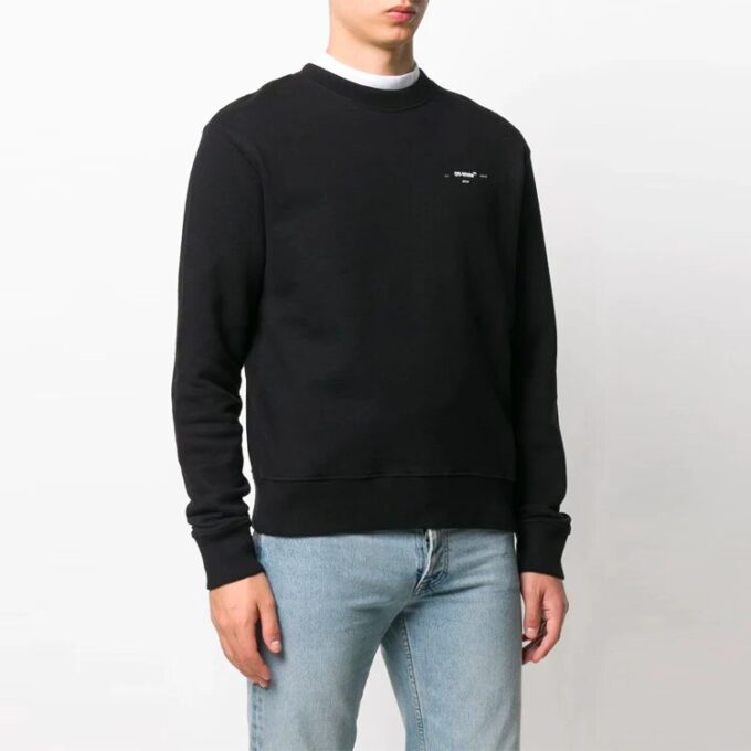 Off-White Herre Alfabetlogo Mønster Langermet Løs Passform Svart