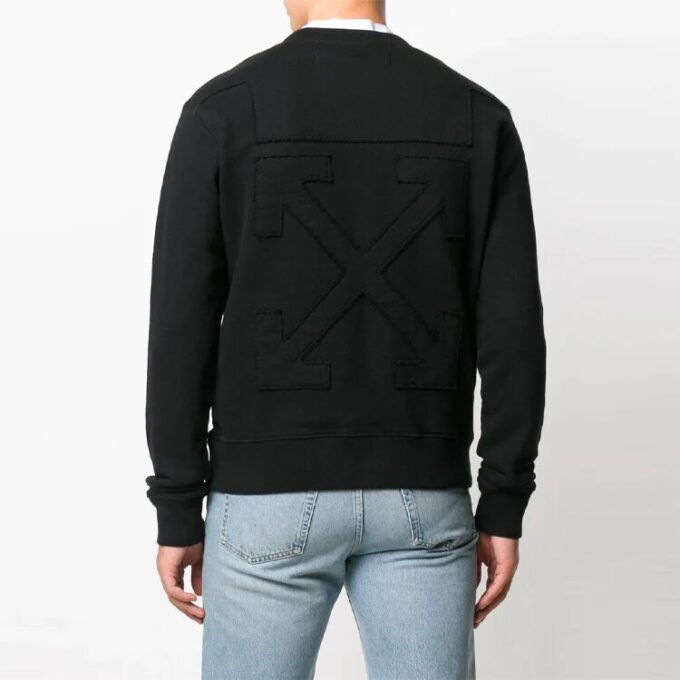 Off-White Herre Alfabetlogo Mønster Langermet Løs Passform Svart