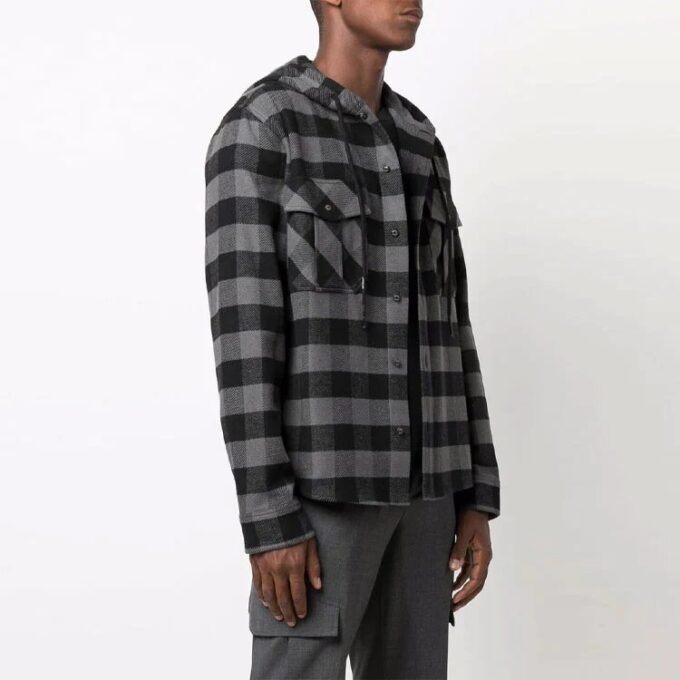 Off-White Herre Arrow Flanellrutet Crossover Langermet Svart Skjorte
