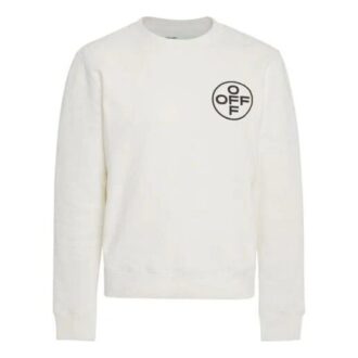Off-White Herre Arrow Logo-trykk Rund hals Langermet Hvit