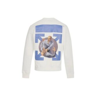 Off-White Herre Arrow Logo-trykk Rund hals Langermet Hvit