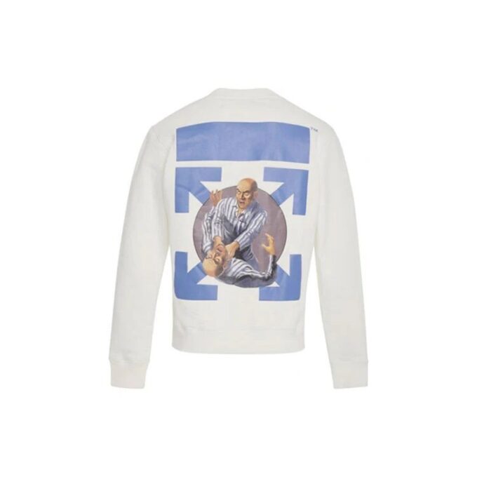 Off-White Herre Arrow Logo-trykk Rund hals Langermet Hvit