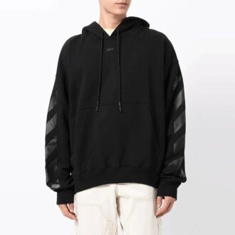 Off-White Herre Arrow Pattern Plain Weave Knit Svart