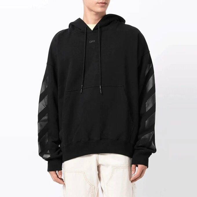 Off-White Herre Arrow Pattern Plain Weave Knit Svart