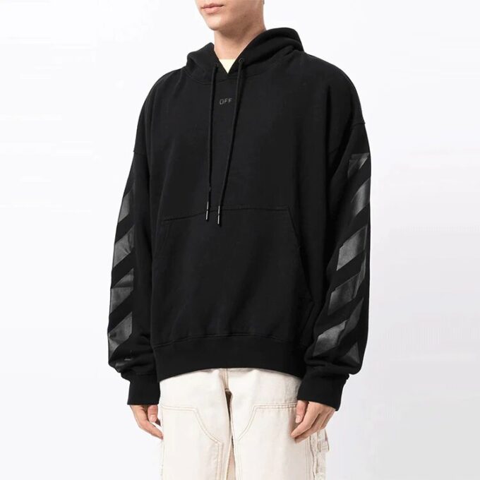 Off-White Herre Arrow Pattern Plain Weave Knit Svart