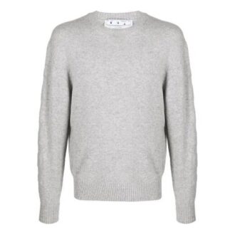 Off-White Herre Arrows Rundhalset Pullover Langermet Ullgenser Løs Passform Grå