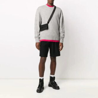 Off-White Herre Arrows Rundhalset Pullover Langermet Ullgenser Løs Passform Grå