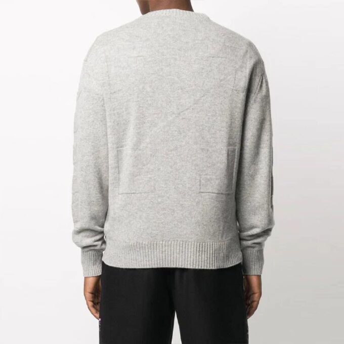 Off-White Herre Arrows Rundhalset Pullover Langermet Ullgenser Løs Passform Grå