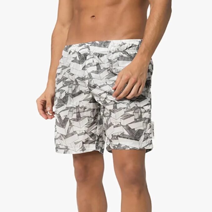 Off-White Herre-badeshorts med pilemønster, grå