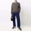 Off-White Herre Basic Pullover Ullgenser Løs Passform Brun