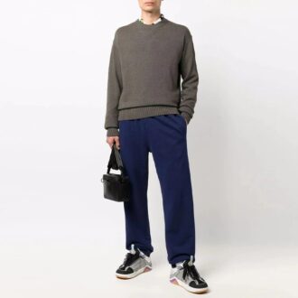 Off-White Herre Basic Pullover Ullgenser Løs Passform Brun