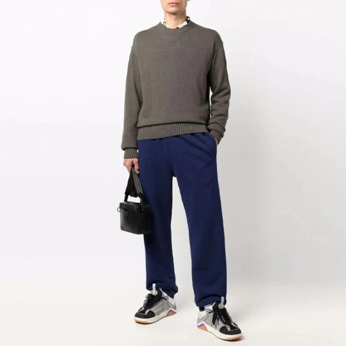 Off-White Herre Basic Pullover Ullgenser Løs Passform Brun