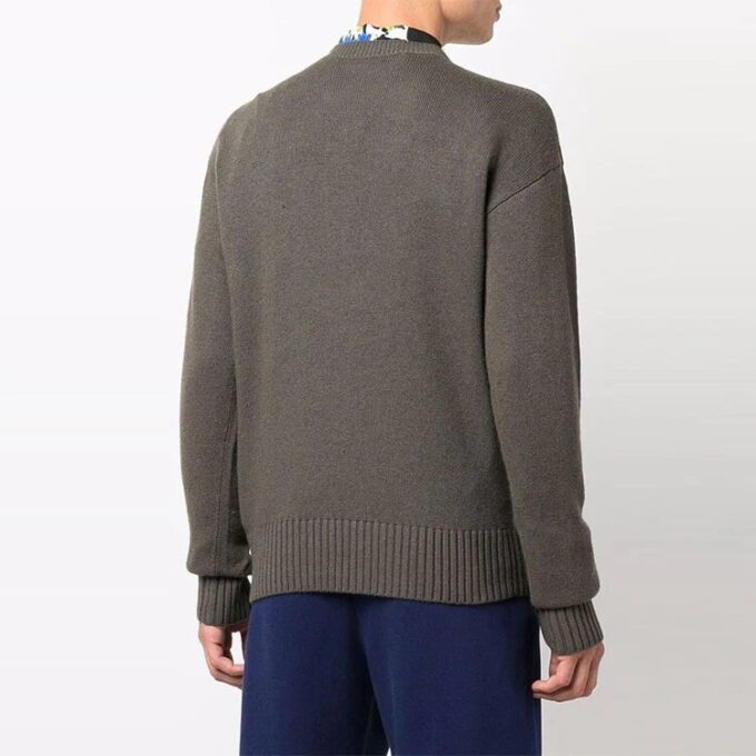 Off-White Herre Basic Pullover Ullgenser Løs Passform Brun