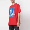 Off-White Herre Bernini Logo-trykk Kortærmet Løs Passform Rød T-skjorte