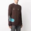 Off-White Herre Brodert Ribbestrikket Pullover Ullgenser Brun