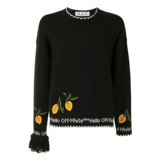 Off-White Herre Brodert Rundhalset Svart